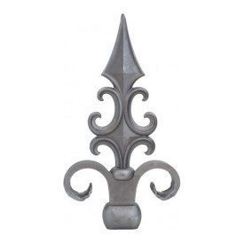 Pointe de lance en acier moulé – pour barreau rond Ø48 mm, 270x150 mm