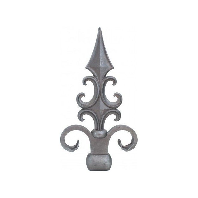 Pointe de lance en acier moulé – pour barreau rond Ø48 mm, 270x150 mm