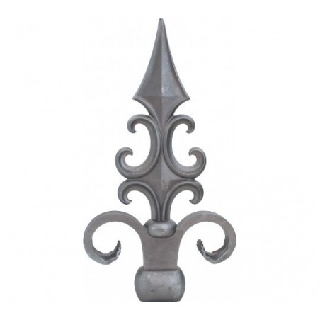 Pointe de lance en acier moulé – pour barreau rond Ø48 mm, 270x150 mm
