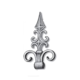Pointe de lance en acier moulé – pour barreau rond Ø48 mm, 270x150 mm