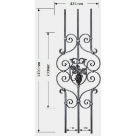 VOLUTES PRÉASSEMBLÉES EN PANNEAU RAISIN ACIER FORGE