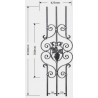 Panneau décoratif en acier forgé 425x115 mm – Volutes préassemblées au motif "Raisin", idéal pour ferronnerie et portails.