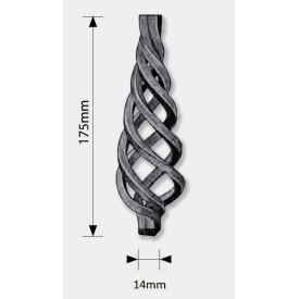 Boule torsadée conique fer forgé – acier pour carré 14 mm