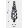 BOULE TORSADÉE CONIQUE EN FER FORGÉ – ACIER POUR CARRÉ 14 MM – H 175 MM