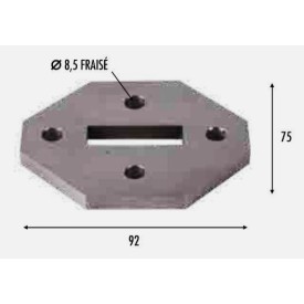 PLATINE FIXATION 92X75 INOX 316 POUR POTEAU PLAT 40X12 W0003
