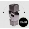 Connecteur réglable inox 316, pour tube carré 40x40 mm, épaisseur 2 mm, résistant aux environnements salins.