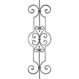 Barreau forgé en acier 1000x290 mm avec volutes décoratives