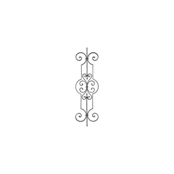 Barreau forgé en acier 1000x290 mm avec volutes décoratives
