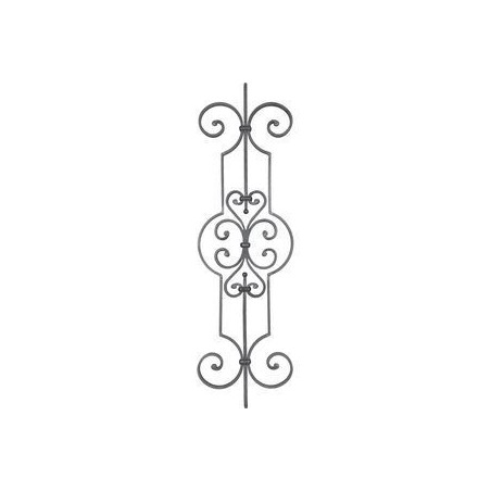 Barreau forgé en acier 1000x290 mm avec volutes décoratives