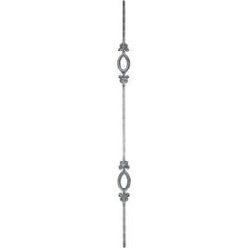 Barreau à double motif ovale - Aspect grenaillé - Hauteur 950 mm