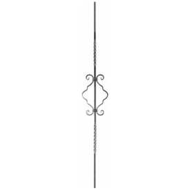 Barreau décoratif acier 2 torsades – 950x170 mm, section 12x6 mm