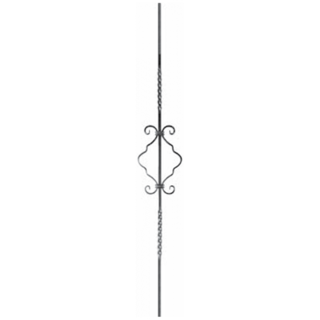 Barreau décoratif acier 2 torsades – 950x170 mm, section 12x6 mm