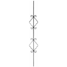 Barreau décoratif acier torsadé 4 volutes – Carré 12 mm, 950x170 mm
