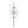 Barreau en fer forgé à chaud, volutes décoratives, H950 x L220 mm, carré 12 mm.