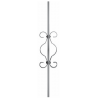 Barreau acier décoratif 2 volutes – Carré 12 mm, longueur 900 mm