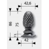 POMME DE PIN ACIER MOULÉ SUR EMBASE CARRÉE – POUR TUBE 40 À 100 MM