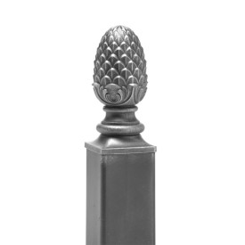 Pomme de pin acier moulé sur embase carrée – pour tubes carrés 40x40 à 100x100 mm