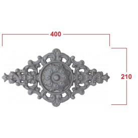 Palmette en aluminium avec rosace centrale - 400x210 mm
