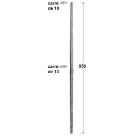 Barreau en fer carré forgé sans soudure – 950 ou 1070 mm, finition artisanale