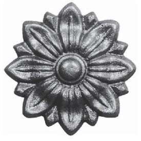 Rosace décorative en acier Ø85 mm – motif floral taraudé M5