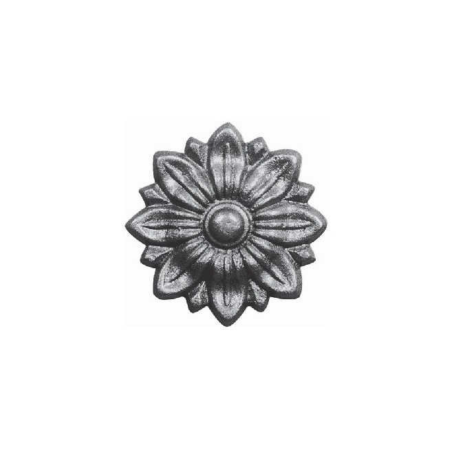Rosace décorative en acier Ø85 mm – motif floral taraudé M5