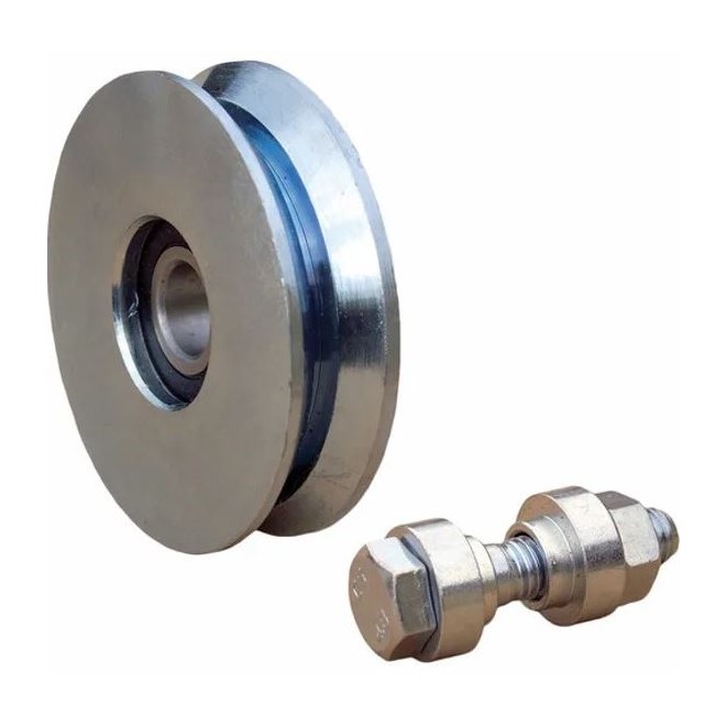 Roue à gorge en V acier zingué ou inox – Ø60 à 200 mm – pour portail coulissant