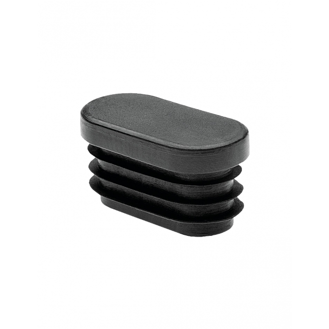 Embout ovale patin épais avec ailettes – PEBD noir ou blanc – Tubes 25x15 à 60x30 mm