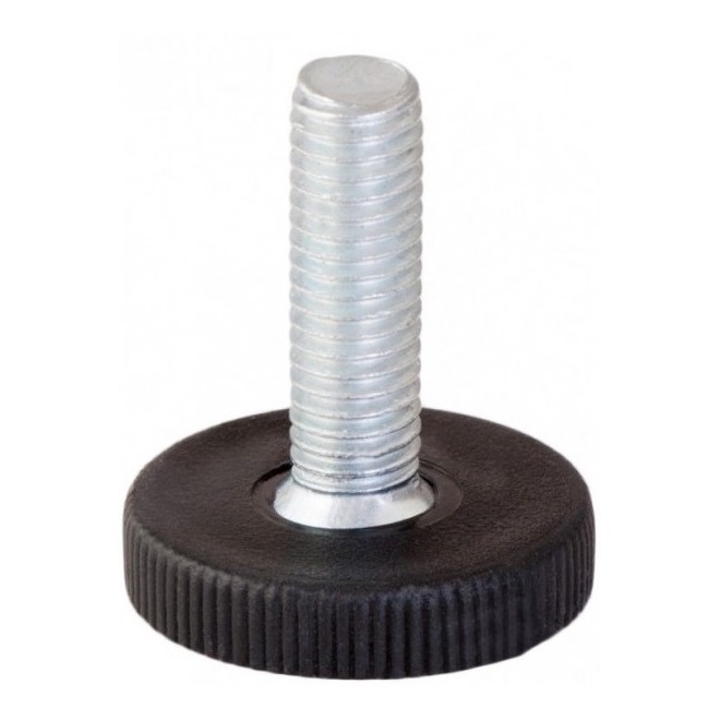 Vérin ultra fin à vis – Tige M6/M10 – Base Ø28 mm – Noir – Hauteur 5 mm