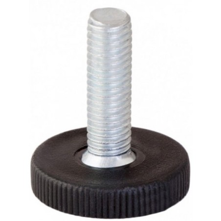 Vérin ultra fin à vis – Tige M6/M10 – Base Ø28 mm – Noir – Hauteur 5 mm