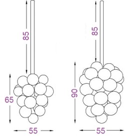 Grappe de raisin en fer forgé avec tige – 24 ou 30 grains, décoration ferronnerie