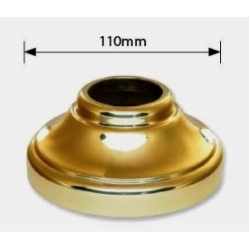 Cache scellement en laiton, Ø110 mm, pour barreaux ronds Ø30 ou Ø40 mm, finition polie miroir.