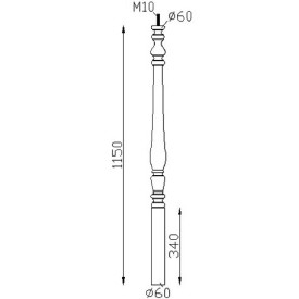 POTEAU FONTE GRISE BRUTE DÉPART DE RAMPE ESCALIER - W0137