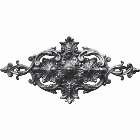 Palmette en fonte, 720x350 mm, fixation par vis, finition brute ou zinguée.