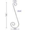 Volute asymétrique en fer forgé - Plat 40 X 8mm – 780 x 250mm