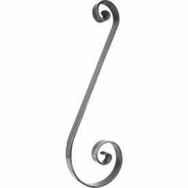 Volute asymétrique en fer forgé – 780 x 125 x 250 mm, plat 40 x 8 mm