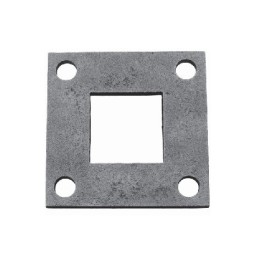 Platine carrée acier avec trou carré central – fixation tube carré ou plein de 16 à 100 mm