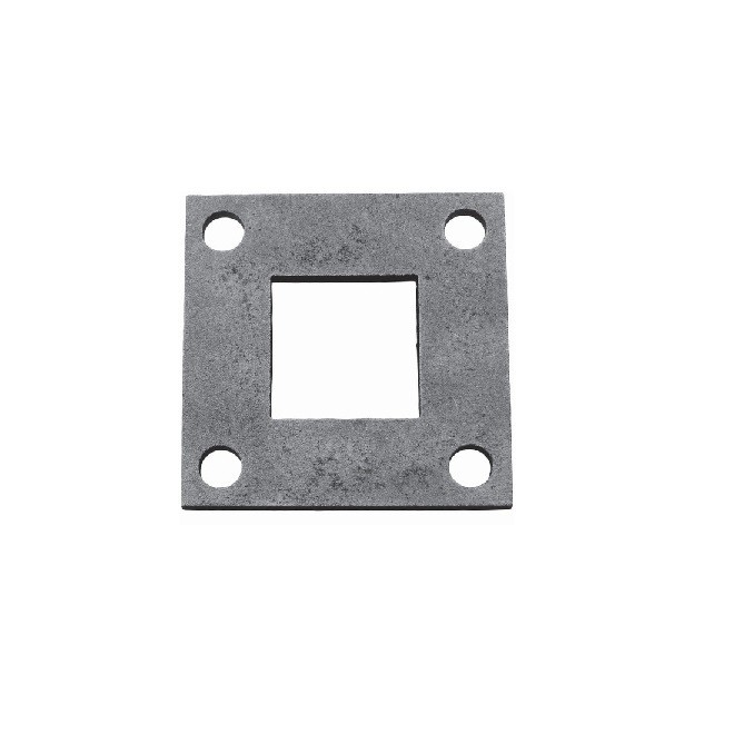 Platine carrée acier avec trou carré central – fixation tube carré ou plein de 16 à 100 mm