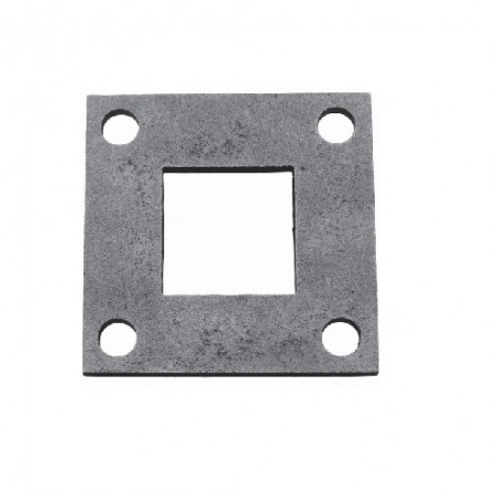 Platine carrée acier avec trou carré central – fixation tube carré ou plein de 16 à 100 mm