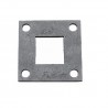 Platine carrée acier avec trou carré central – fixation tube carré ou plein de 16 à 100 mm