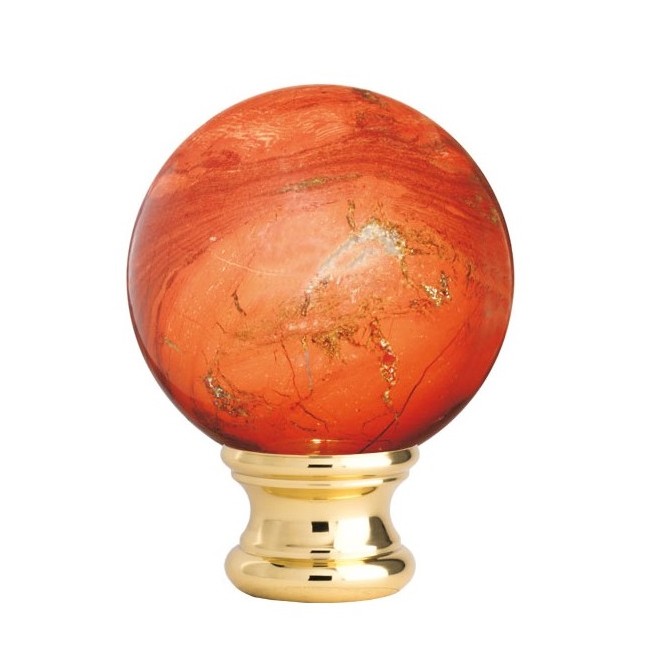 BOULE DE DÉPART GLOBE JASPE ROUGE SOCLE LAITON POLI M0214