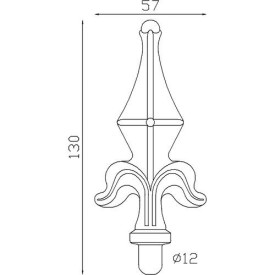 Fer de lance avec boule en acier forgé – pour barreau rond Ø12 à Ø20 mm