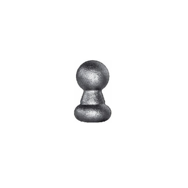 Boule décorative en acier sur chapiteau conique – Ø25 mm, hauteur 50 mm