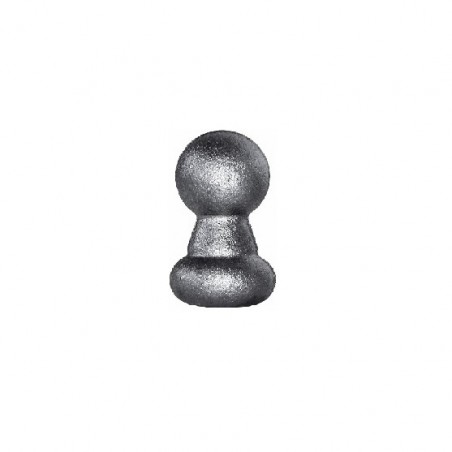 Boule décorative en acier sur chapiteau conique – Ø25 mm, hauteur 50 mm