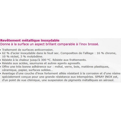 SPRAY INOX REVÊTEMENT MÉTALLIQUE INOXYDABLE CND M9963