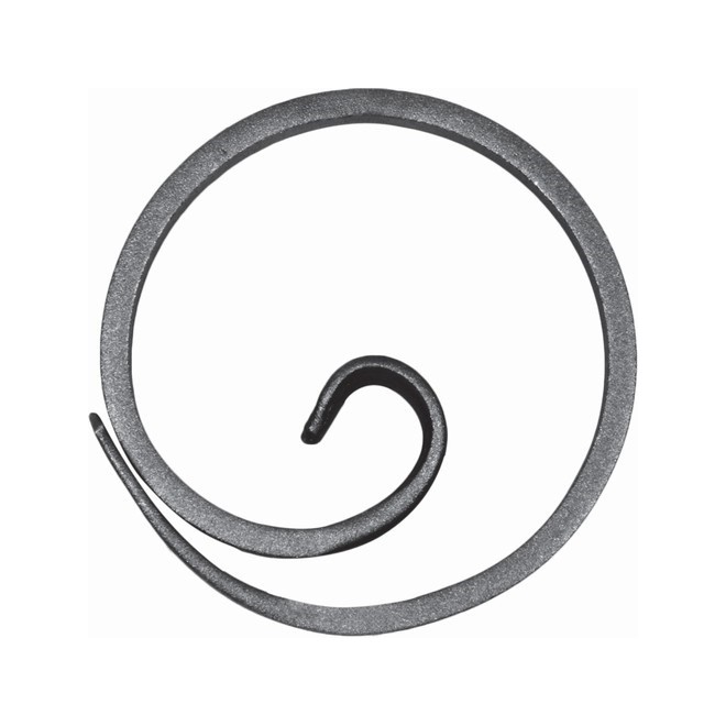 Cercle spirale en fer forgé – forme escargot – Ø110 mm – plat 12x6 à 16x5 mm
