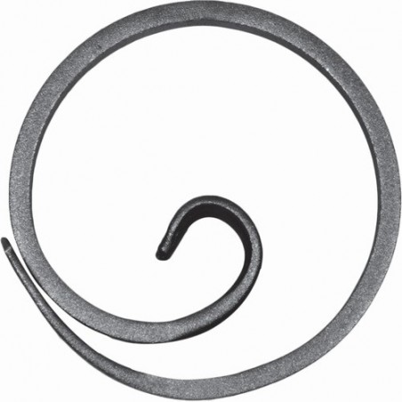 Cercle spirale en fer forgé – forme escargot – Ø110 mm – plat 12x6 à 16x5 mm