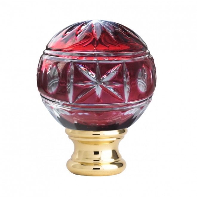 BOULE DE DÉPART CRISTAL ROUGE TAILLÉ SOCLE LAITON M0210