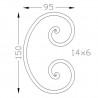 Volute en C à Noyaux - Fer forgé à chaud - Acier grenaillé - 150 x 95 mm