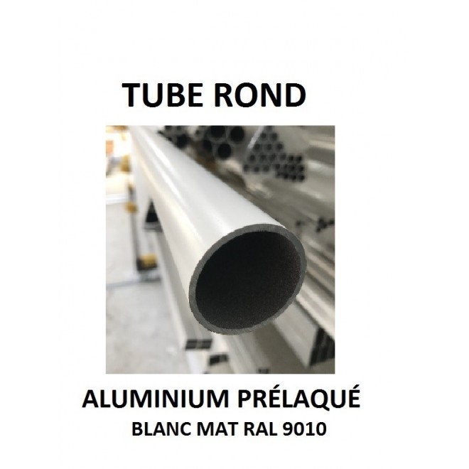 TUBE ALUMINIUM ROND PRÉLAQUÉ BLANC MAT 9010 ÉPOXY BMG