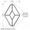 LOSANGE DÉCORATIF CENTRAL EN ACIER BRUT – POUR BARREAU OU BALUSTRE 14x14 – H340 x L232 MM